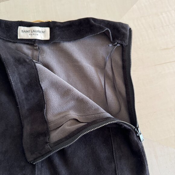 SAINT LAURENT Suede Biker Zipped Detailed Pants - Picture 6 of 12